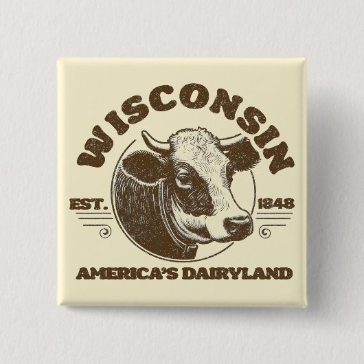  Wisconsin Vierkante Button 5,1 Cm (Voorkant)