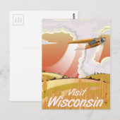 Wisconsin vintage reisposter briefkaart (Voorkant / Achterkant)
