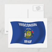 Wisconsin Vlag Ansichtkaart Briefkaart (Voorkant / Achterkant)