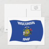 Wisconsin Vlag Ansichtkaart Briefkaart (Voorkant / Achterkant)