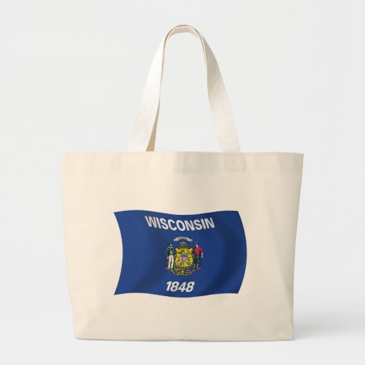 Wisconsin Vlag Boodschappentas Grote Tote Bag (Voorkant)