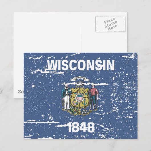  WISCONSIN-vlag Briefkaart (Voorkant / Achterkant)