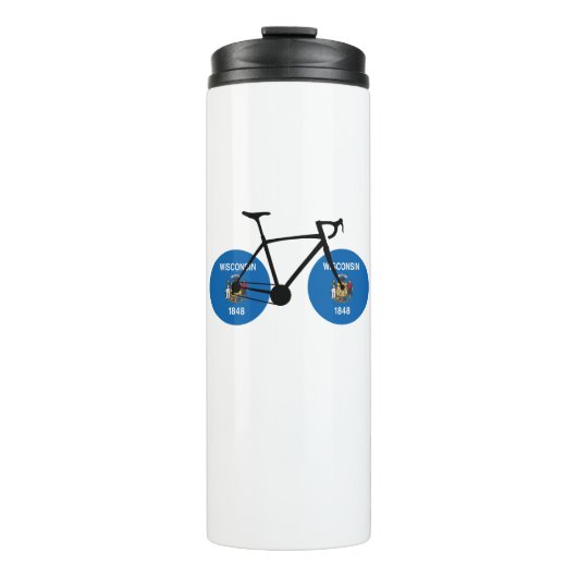 Wisconsin Vlag Fietsen Thermosbeker (Voorkant)