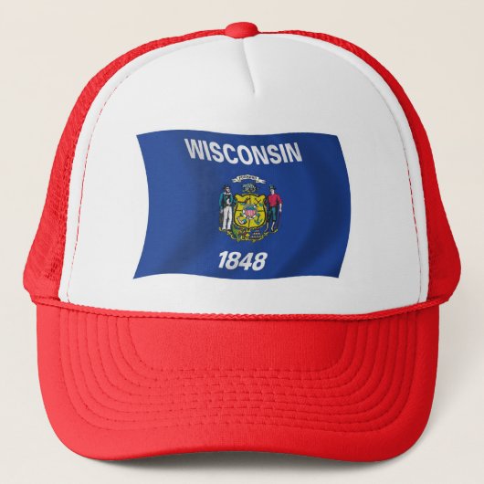 Wisconsin Vlag Hoed Trucker Pet (Voorkant)