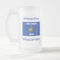 Wisconsin Vlag Kaart Stad Mok