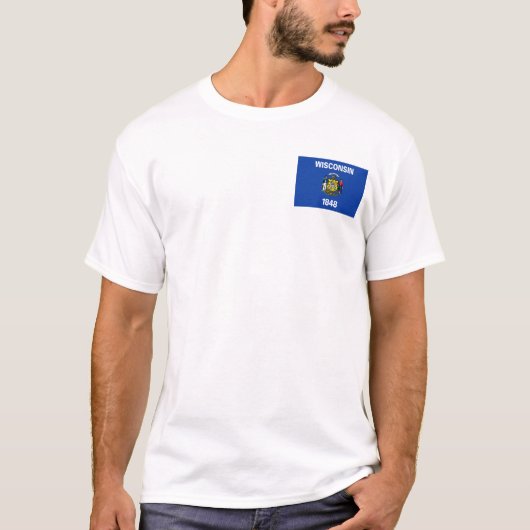 Wisconsin Vlag + Kaart T-shirt (Voorkant)