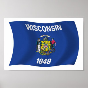 Wisconsin Vlag Poster Print