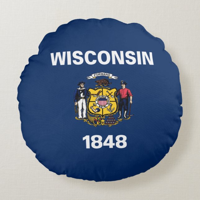 Wisconsin-vlag Rond Kussen (Voorkant)