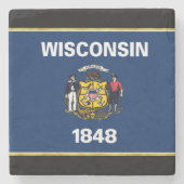 Wisconsin-vlag Stenen Onderzetter (Voorkant)