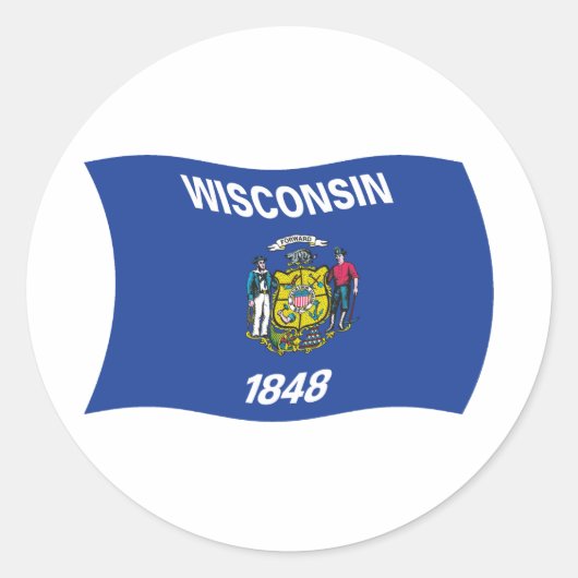 Wisconsin Vlagsticker Ronde Sticker (Voorkant)