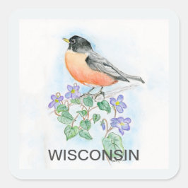 Wisconsin vogelbloem vierkante sticker