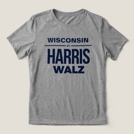 Wisconsin voor Harris Walz Tri-Blend Shirt (Design voorkant)