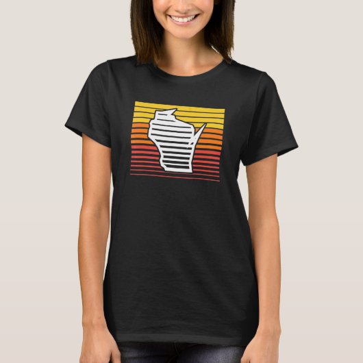 Wisconsin Vorm Retrowave Nostalgische Gradiënt T-shirt (Voorkant)