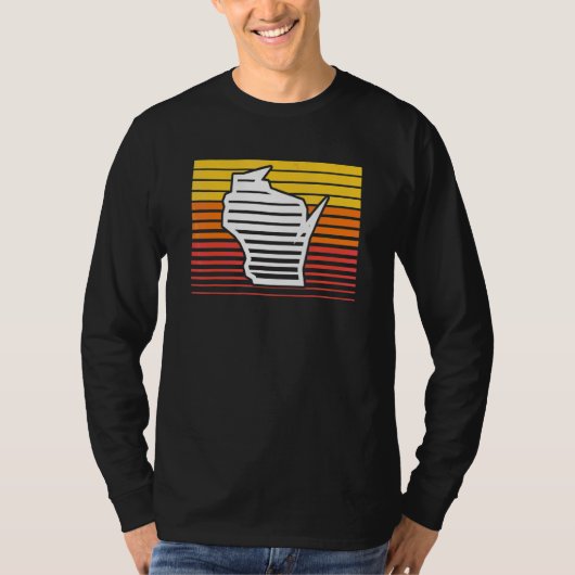 Wisconsin Vorm Retrowave Nostalgische Gradiënt T-shirt (Voorkant)