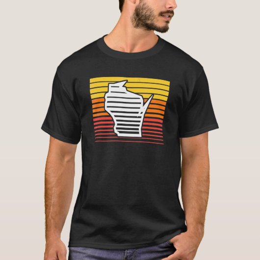 Wisconsin Vorm Retrowave Terugblik Gradiënt T-shirt (Voorkant)