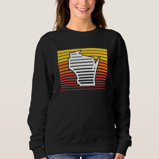 Wisconsin Vorm Retrowave Terugblik Gradiënt Trui (Voorkant)