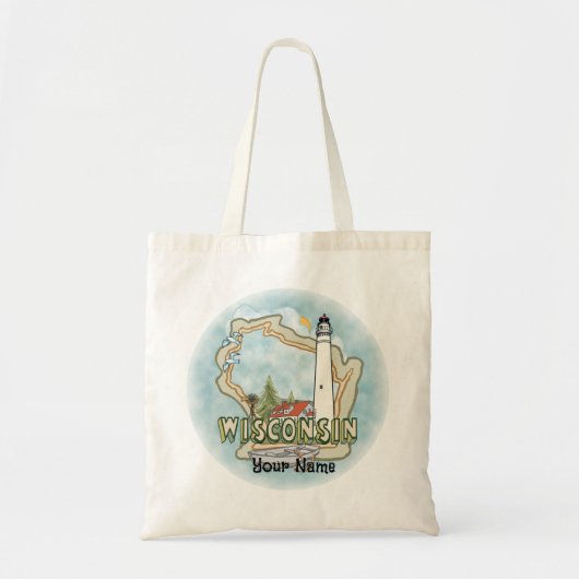 Wisconsin Vuurtoren Tote Bag (Voorkant)