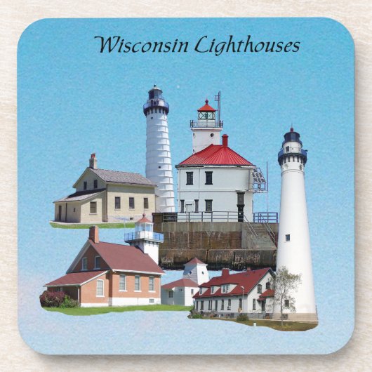 Wisconsin vuurtorens coaster bier onderzetter (Voorkant)