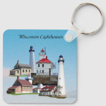 Wisconsin Vuurtorens metalen sleutelhanger