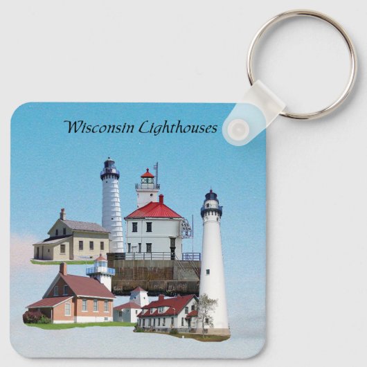 Wisconsin Vuurtorens metalen sleutelhanger (Achterkant)