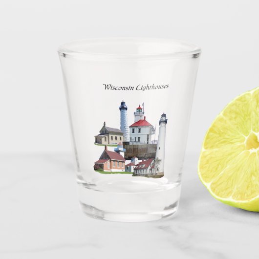 Wisconsin vuurtorens shot glas (Voorkant)