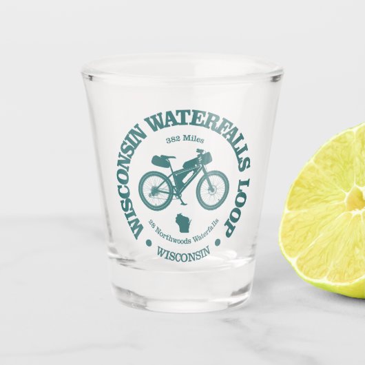 Wisconsin Watervallen Loop (fietsen) Shot Glas (Voorkant)