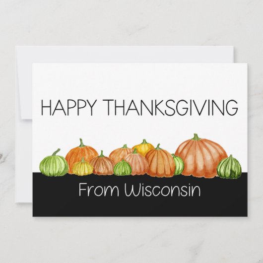 Wisconsin-waterverf pompoenen Thanksgiving kaart (Voorkant)