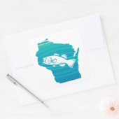 Wisconsin Wave Vist Vierkante Sticker (Envelop)