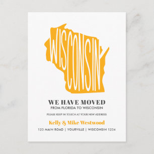 WISCONSIN We hebben het nieuwe adres New Home Post Briefkaart