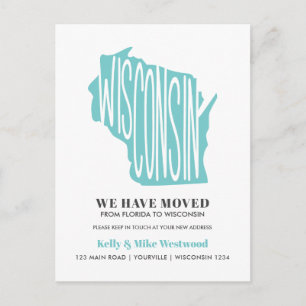 WISCONSIN We hebben het nieuwe adres New Home Post Briefkaart