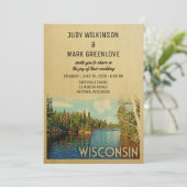 Wisconsin Wedding Invitation  Lake Natuur Kaart (Staand voorkant)