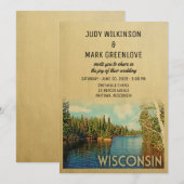 Wisconsin Wedding Invitation  Lake Natuur Kaart (Voorkant / Achterkant)