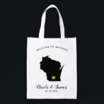 Wisconsin Wedding Welcome Bag Black & Gold Tas Boodschappentas<br><div class="desc">Vul deze welkomsttas met favoriete godies voor je gasten als ze in Wisconsin aankomen!</div>