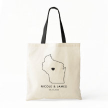 Wisconsin Wedding Welcome Bag Tas, Zwarte Kaart