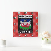 Wisconsin Welsh American Wall Clock Vierkante Klok (Huis)
