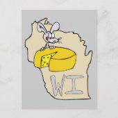 Wisconsin WI Map & Cheese Mouse Cartoon Art Briefkaart (Voorkant)
