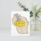 Wisconsin WI Map & Cheese Mouse Cartoon Art Postca Briefkaart (Staand voorkant)