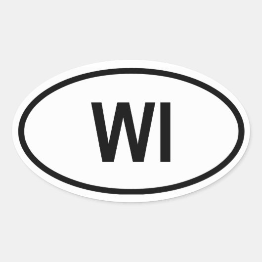Wisconsin "WI" Ovale Sticker (Voorkant)
