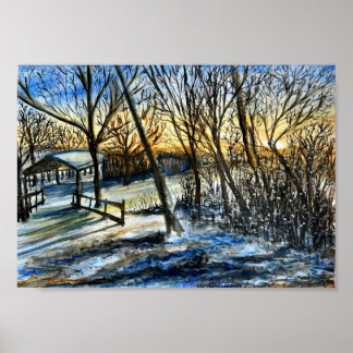 Wisconsin Winter Sunset beroemd gemaakt door Shira Poster
