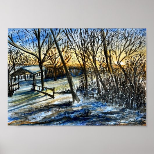 Wisconsin Winter Sunset beroemd gemaakt door Shira Poster (Voorkant)