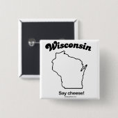 WISCONSIN "WISCONSIN STATE MOTTO" T-shirts en Gea Vierkante Button 5,1 Cm (Voorkant /achterkant)