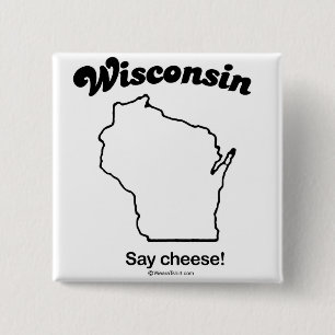 WISCONSIN "WISCONSIN STATE MOTTO" T-shirts en Gea Vierkante Button 5,1 Cm