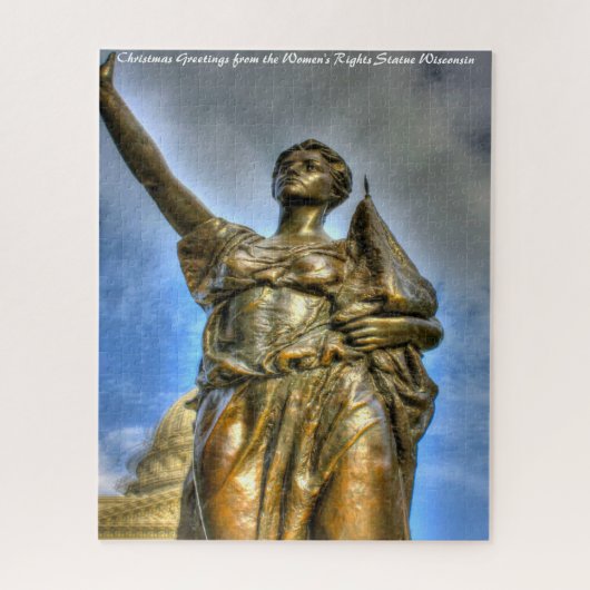 Wisconsin: Womens Rights Statue.Kerstgroet Legpuzzel (Verticaal)
