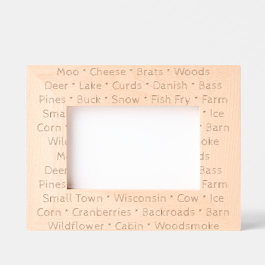 Wisconsin Woorden Afbeelding Lijst Gegraveerde Lijstjes (Voorkant)