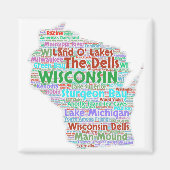 Wisconsin Word Cloud Magneet (Voorkant)