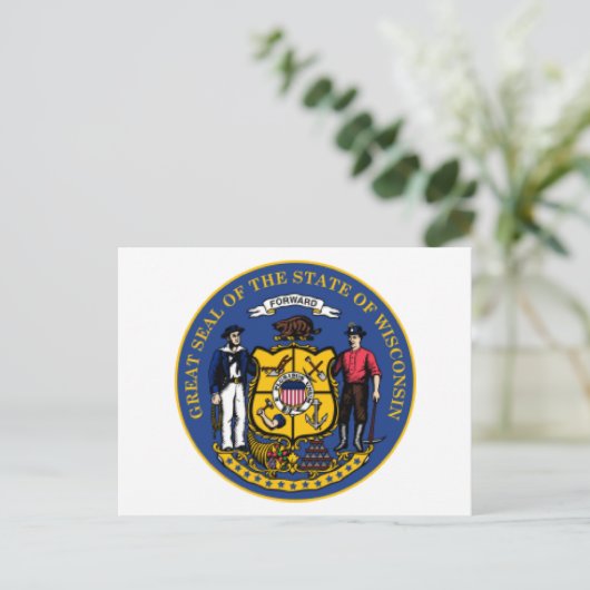 Wisconsin-zegel Briefkaart (Staand voorkant)