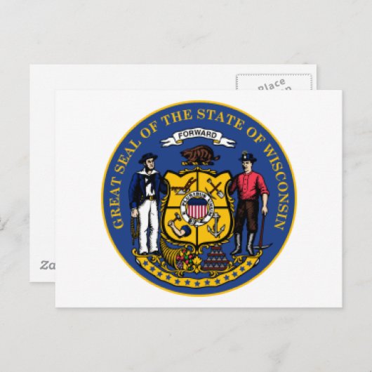 Wisconsin-zegel Briefkaart (Voorkant / Achterkant)