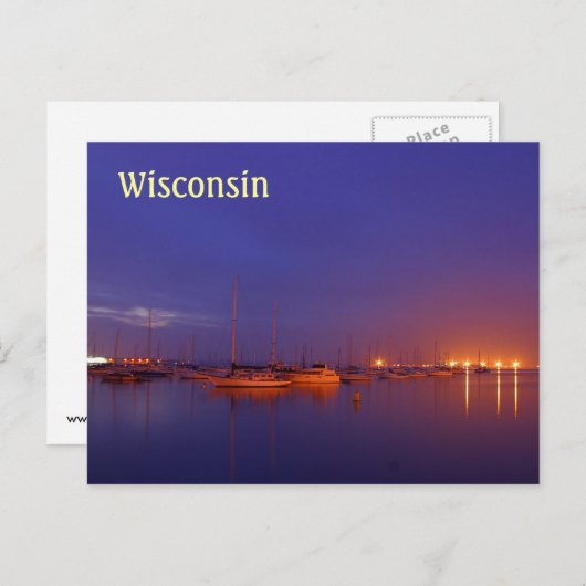 Wisconsin-zeilboten in marina bij het schemergebie briefkaart (Voorkant / Achterkant)