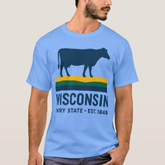 Wisconsin Zuivel Staat Retro Koe T-shirt