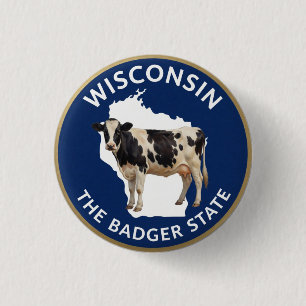 Wisconsin Zuivelkoe Embleem 🐄 Ronde Button 3,2 Cm